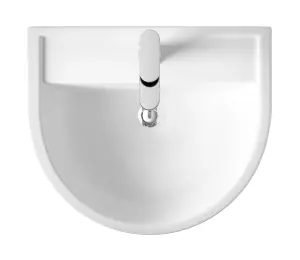 Mila Ceramic D Shape Basin & Full Pedestal (Tap Not Included), 420mm - Balterley