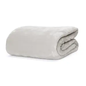 Snug-Rug Premium Blanket Luxury Sherpa Fleece Sofa TV Throw Large Blankets 150x200cm - Pebble Grey