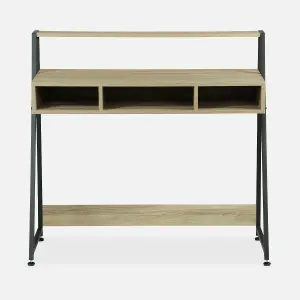 sweeek. Desk in metal and wood effect Loft Natural 100x48x94.5 cm