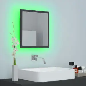 Berkfield LED Bathroom Mirror Grey 40x8.5x37 cm Engineered Wood