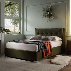 Hadley Moss Green Velvet Ottoman Storage Bed King - Daals - Beds