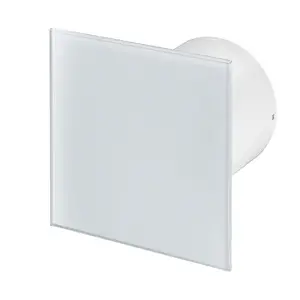 Modern Bathroom Extractor Fan 100mm with Square Glass Panel