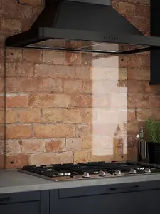 Crystal Clear Glass Kitchen Splashback (Matt Black Cap) 900mm x 750mm