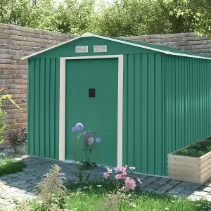 Charles Bentley 8ft x 10ft Metal Garden Storage Outdoor Shed Zinc Frame Green