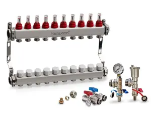 Fastwarm 10 Port Manifold including Isolation + Fill/Drain Valves