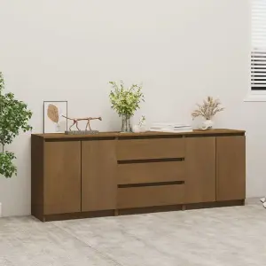 Berkfield Side Cabinet Honey Brown 180x36x65 cm Solid Pinewood