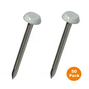 50 x Light Grey UPVC 30mm Poly Top Pins Plastic Headed Fascia Fixings