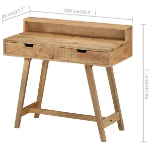 Berkfield Desk 100x45x90 cm Solid Rough Mango Wood