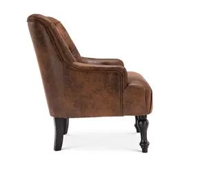 Faux Leather Suede Brown Armina Accent Chair