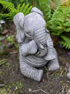 Lovely Trunk-Down Large Elephant Garden Ornament