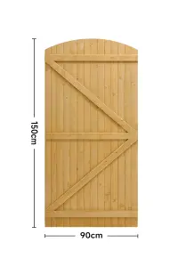 Garden Gate Pine Wooden Semi Side Opening Gate, Semi Braced Freestanding Wood Fence Partition for Home Yard H 150 cm