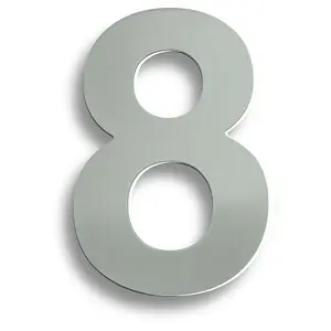 178mm Front Door Numerals '8' 150mm Fixing Centres Satin Stainless Steel