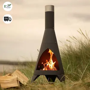 TRURO 120CM CONTEMPORARY BLACK CHIMINEA