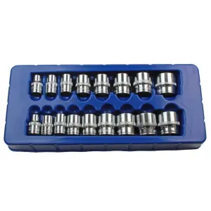 US PRO 17pc 3/8 dr Shallow Sockets Set, Socket 6 Point 8-24mm 1376