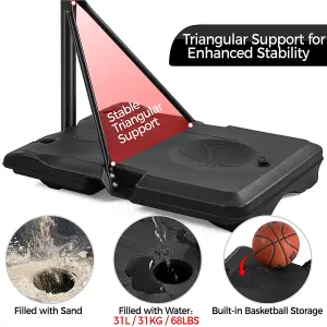 Yaheetech Portable Basketball System with Adjustable Pole 76cmL x 45.5cmW