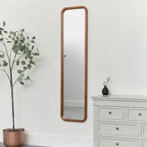 Melody Maison Tall Wooden Curved Framed Wall Mirror - 160cm x 40cm