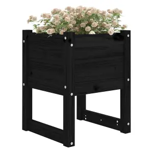 Berkfield Planter Black 40x40x52.5 cm Solid Wood Pine