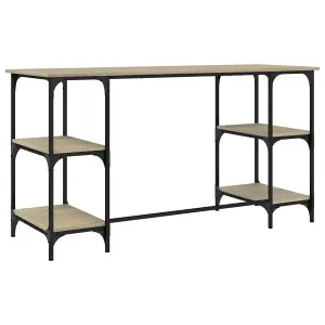 Berkfield Desk Sonoma Oak 140x50x75 cm Metal and Engineered Wood