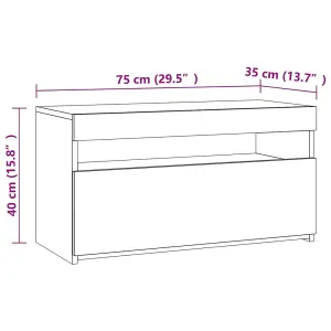 vidaXL TV Cabinet with LED Lights High Gloss White 75x35x40 cm