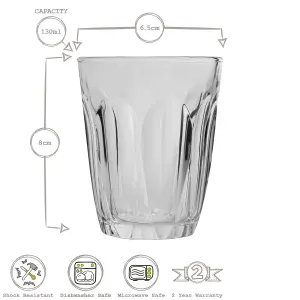 Duralex - Provence Drinking Glasses - 130ml Tumblers for Water, Juice - Pack of 6