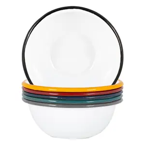 Argon Tableware - White Enamel Bowls - 16cm - 6 Colours