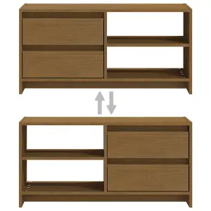 Berkfield TV Cabinet Honey Brown 80x31x39 cm Solid Pinewood