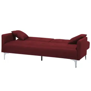 Beliani Retro Sofa Bed LUCAN Dark Red