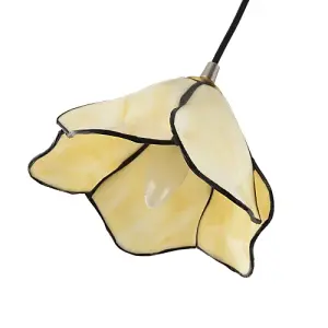 Elegant Designer Pendant Lighting Shade with Amber Cream Glass Floral Petals