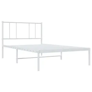 Berkfield Metal Bed Frame with Headboard White 75x190 cm 2FT6 Small Single