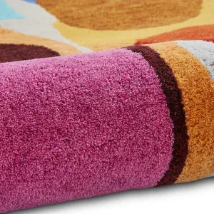 Multicoloured Wool Luxurious Modern Wool Abstract Rug Easy to clean Living Room and Bedroom-150cm X 230cm