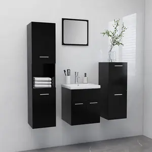 Berkfield Bathroom Furniture Set Black Engineered Wood