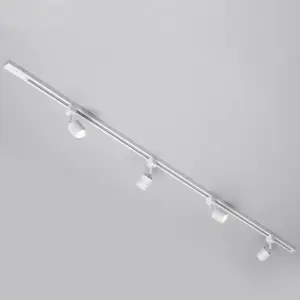 Litecraft Soho White 4 Head 2m Straight Kitchen Ceiling Light with LED Bulbs