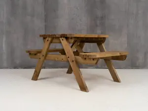 Fortem Rounded Pub Style Picnic Table Benches Set (4ft, Rustic brown)