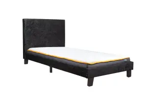 Birlea Berlin Single Bed Black Crushed Velvet