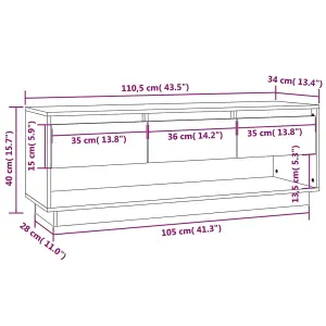 Berkfield TV Cabinet White 110.5x34x40 cm Solid Wood Pine