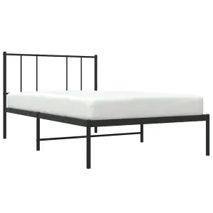 Berkfield Metal Bed Frame with Headboard Black 90x190 cm 3FT Single