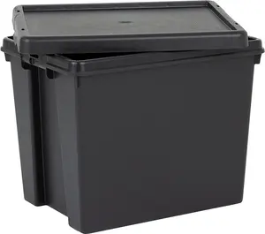 4x Black recycled plastic 24L Storage Box