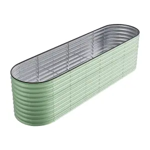 320cm W Oval-Shaped Galvanized Steel Raised Garden Bed Outdoor Use Only, Light Green