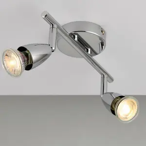 Adjustable Ceiling Spotlight Chrome Plate 2 Light Bar Downlight Modern Lamp