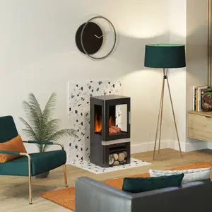 BeModern Vantage 3 in 1 1.8W Matt Black Cast enamel effect Electric Stove (H)1035mm (W)450mm