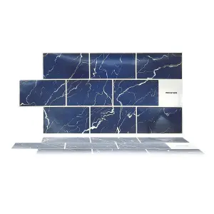 Walplus Blue Marble Metro Flat 2D Tile Stickers 12 Pcs