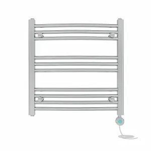 Right Radiators Prefilled Thermostatic Electric Heated Towel Rail Curved Bathroom Ladder Warmer - Chrome 600x600 mm