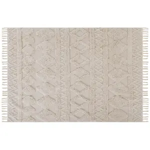 Cotton Area Rug 160 x 230 cm Beige DIDIM