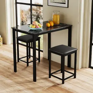 Costway 3-Piece Dining Table Set Modern Bar Table w/ 2 Upholstered Bar Stools