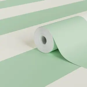 Lick Green & White Stripe 01 Textured Wallpaper