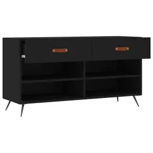 Berkfield Shoe Bench Black 102x35x55 cm Engineered Wood