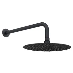 ENKI Venice Matte Black Round Wall Fixed Thermostatic Handheld Shower Set 8"