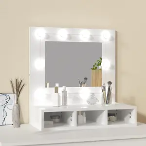 Berkfield Mirror Cabinet with LED High Gloss White 60x31.5x62 cm