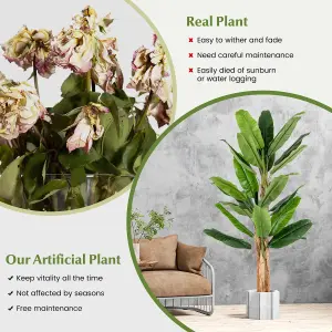 Costway 195cm Tall Artificial Banana Tree Indoor Greenery Potted Plant Home Living Room Office Decor