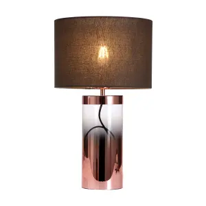 Inlight Erinome Ombre Cylinder Satin Amber & dark grey Copper effect Table light